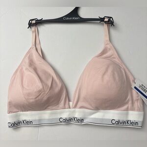 Calvin Klein Triangle Bra Lightly Lined Pink Sz XL Modern Cotton NEW